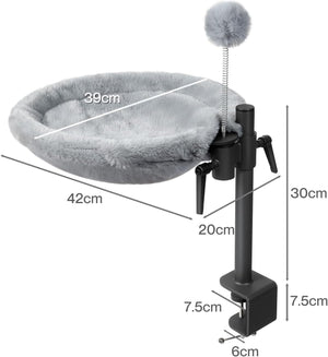 Pawz - Cat Desk Perch 360° Rotating Nest with Height Adjustable Washable Fabrics at Pet Servo