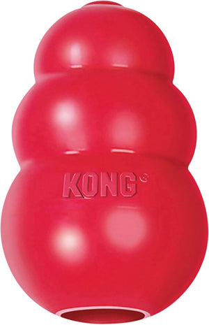 Red KONG dog toy on a white background at Pet Servo