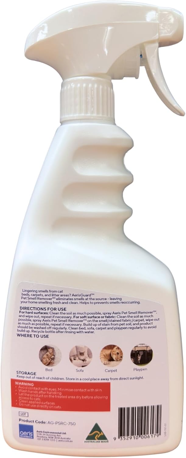 White spray bottle with a label on a white background at Pet Servo