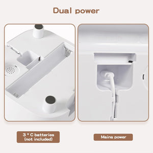 Dual power system illustration with battery and mains power options on a white background at Pet Servo
