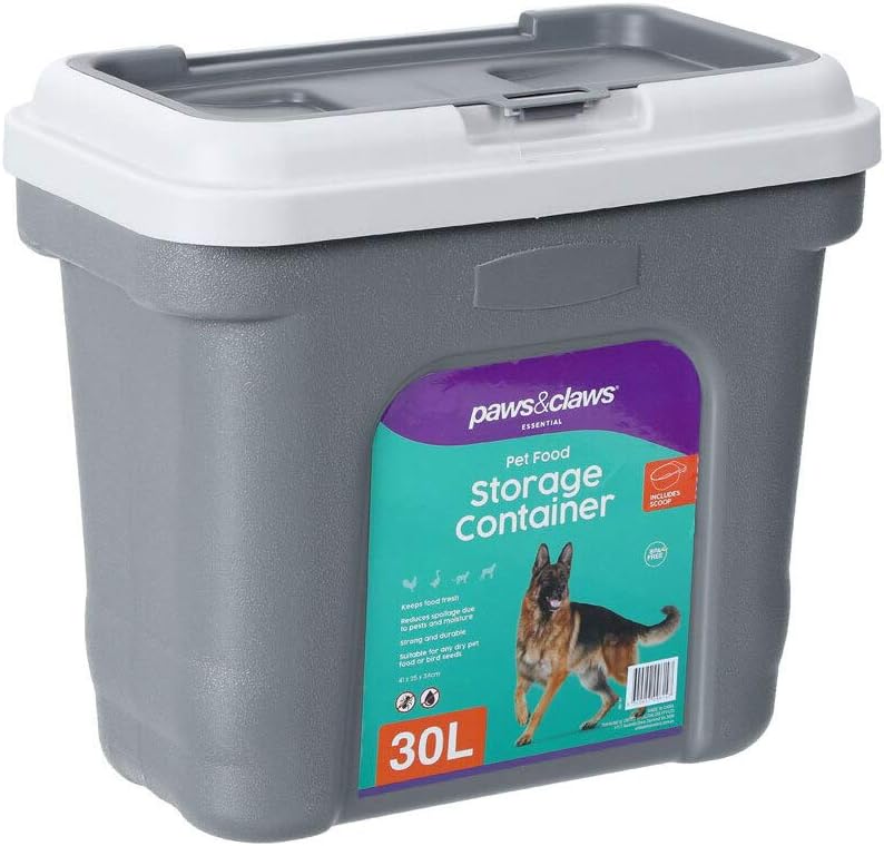 Paws & Claws - 30L Pet Food Storage Container w/ Scoop For Dry Pet Food