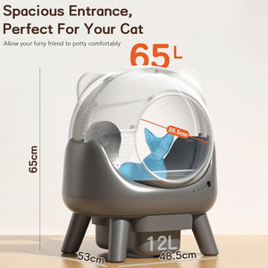 Pet potty with dimensions labeled on a light gray background