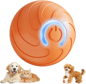 Orange pet toy with power symbol, two dogs, and a cat on a white background at Pet Servo