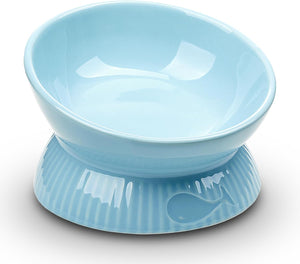 Blue elevated pet feeder on a white background at Pet Servo