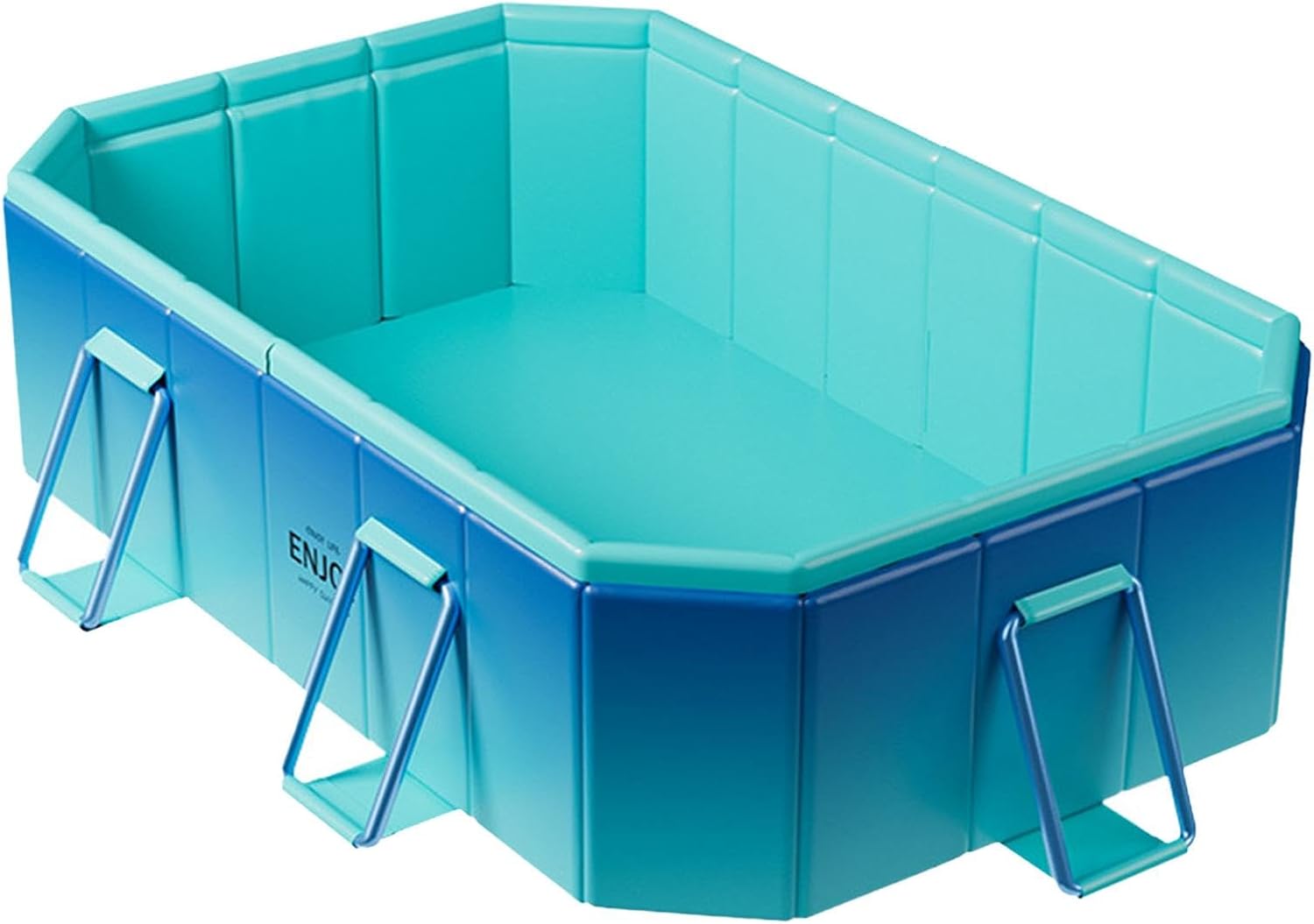 Blue inflatable pool with legs on a white background at Pet Servo