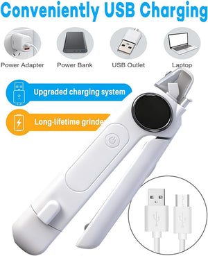 White handheld device with USB charging features and components on a white background at Pet Servo
