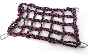 Multicolored braided rope with metal clips on a white background at Pet Servo