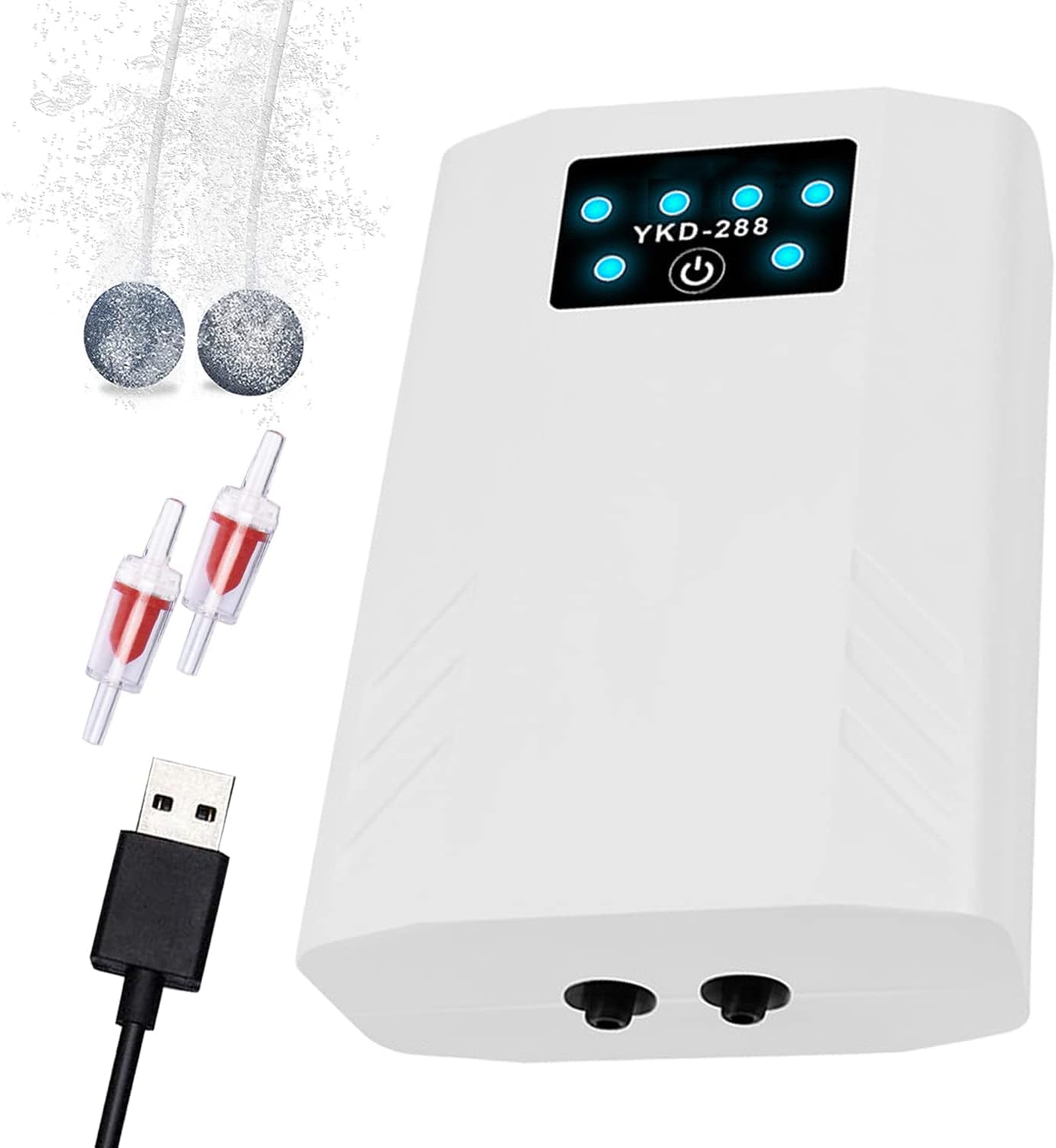 White electronic device with digital display and USB cable on a white background at Pet Servo