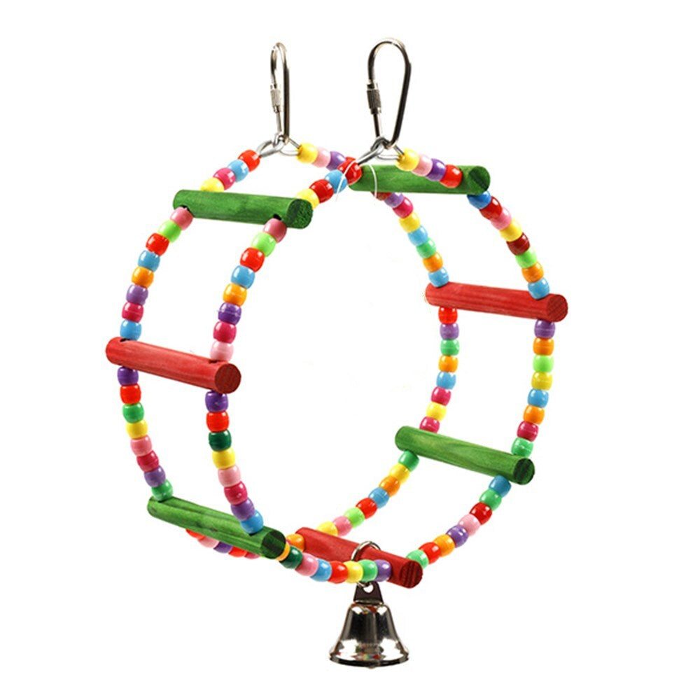 YES4PETS - 3x Hanging Wheel Bird Toys with Bells - Pet Servo