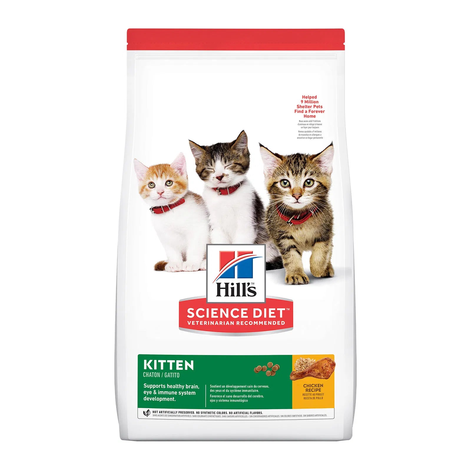 Hills Science Diet Kitten food package with three kittens on a white background at Pet Servo