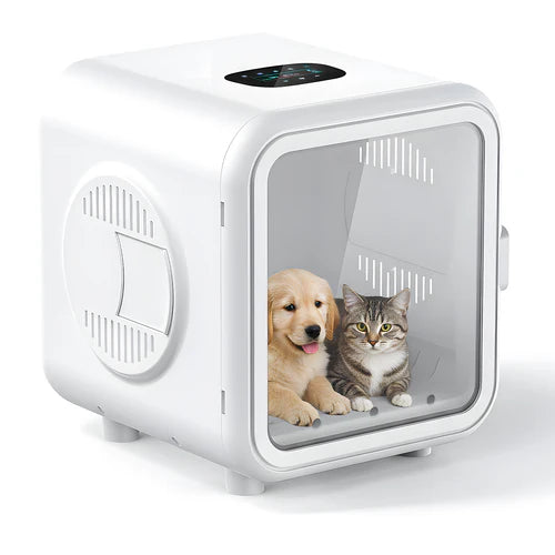Pet carrier with a dog and a cat inside on a white background at Pet Servo