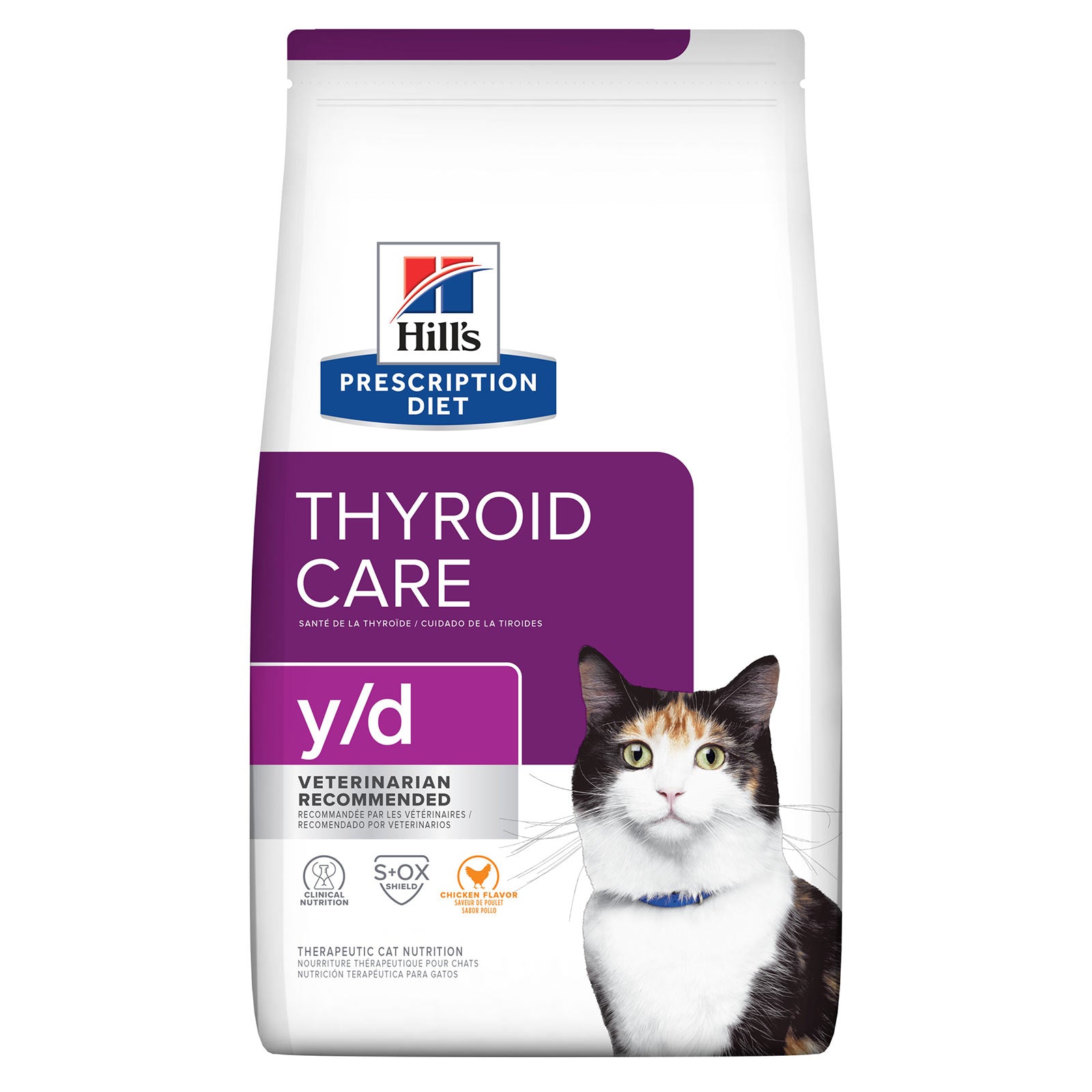 Hills Prescription Diet Thyroid Care y/d cat food package on a white background at Pet Servo