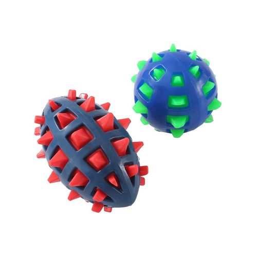 YES4PETS Large Dog Rubber Spike TPR Football Toy - Dental & Play