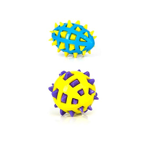 YES4PETS Large Dog Rubber Spike TPR Football Toy - Dental & Play