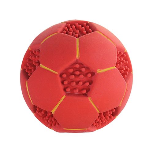 Paw Play - Latex Squeak Nobby Soccer Ball Pet Toy - Red