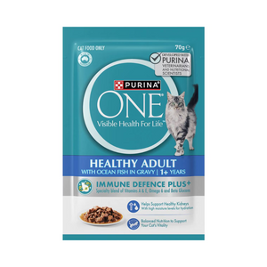 Purina One - Cat Food Healthy Adult Ocean Fish In Gravy 70g X 12 Pack - Petservo