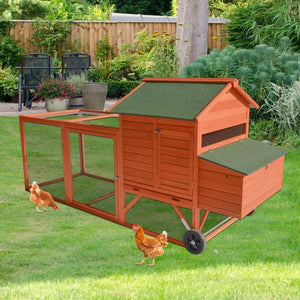 YES4PETS 248cm XL Chicken Coop Rabbit Hutch with Wheels - Pet Servo