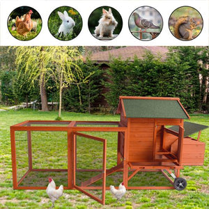 YES4PETS 248cm XL Chicken Coop Rabbit Hutch with Wheels - Pet Servo
