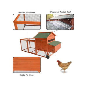 YES4PETS 248cm XL Chicken Coop Rabbit Hutch with Wheels - Pet Servo