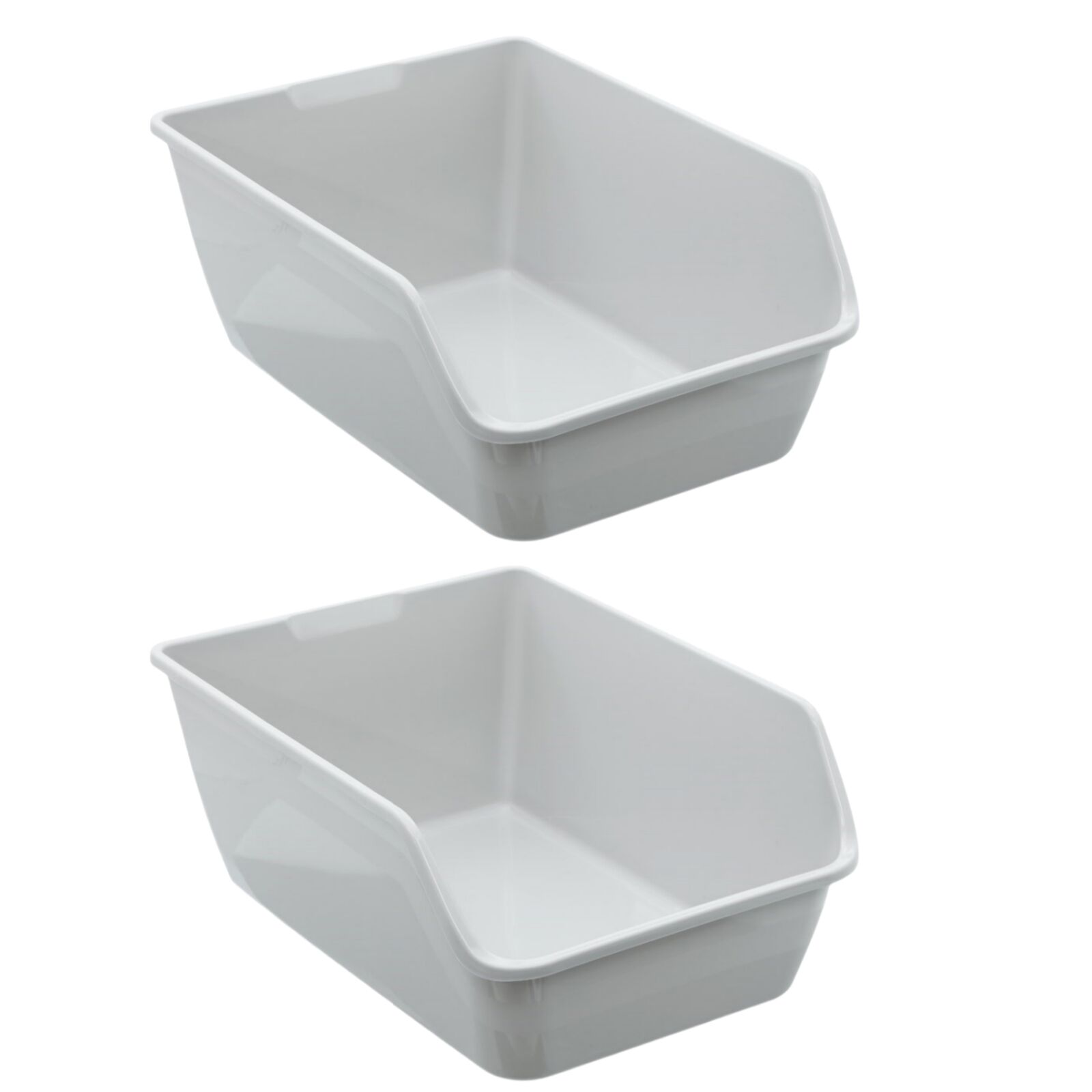 Two white storage bins on a white background at Pet Servo