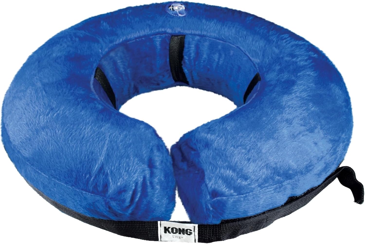 Blue inflatable neck pillow with KONG logo on a white background at Pet Servo