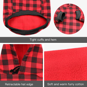 Mtliepte - Red Plaid Dog Hoodie with Hat & Pocket - Petservo