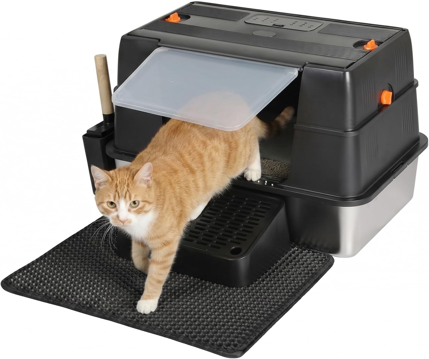 Pawz - Extra-Large Stainless-Steel Cat Litter Box Odour Control with Lid at Pet Servo