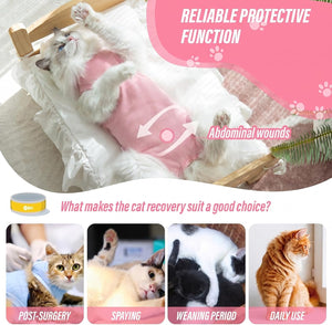 Viiotu - Soft Post-Surgery Recovery Suit for Female Cats, Pink at Pet Servo