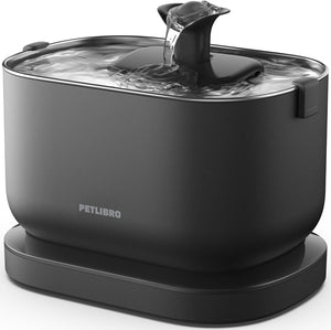 Black pet water fountain with PETLIBRO branding on a white background at Pet Servo