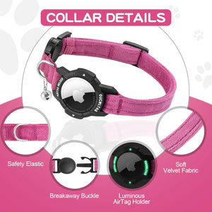 Pink dog collar with safety features on a pink background at Pet Servo