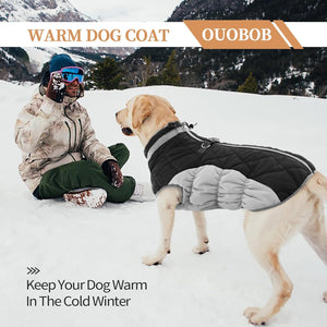 OUOBOB - Waterproof Dog Coat w/Harness - Black - Petservo