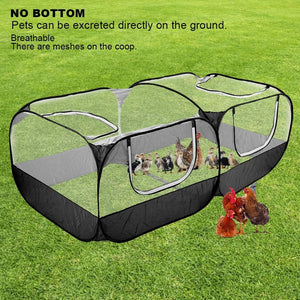 Portable pet pen with mesh sides on a grassy background, showing pets inside at Pet Servo