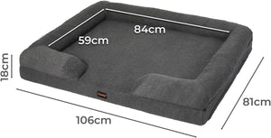 PaWz - XL Memory Foam Pet Sofa Bed with Removable Washable Fluffy Cover (Grey) at Pet Servo