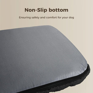Gray pet bed with non-slip bottom on a beige background at Pet Servo