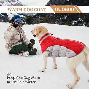 OUOBOB - Red Waterproof Dog Coat w/Harness - Petservo