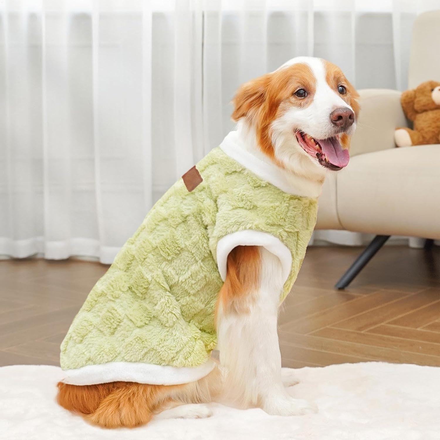 Generic - Green Plush Dog Winter Coat for Pets - Petservo
