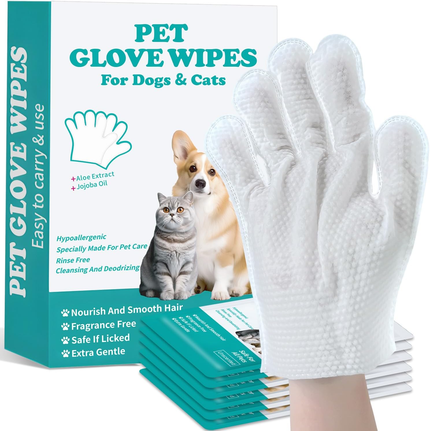 Pet Glove Wipes for Dogs and Cats