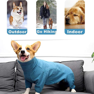 Turquoise Fleece Dog Jacket for Winter Warmth - Petservo