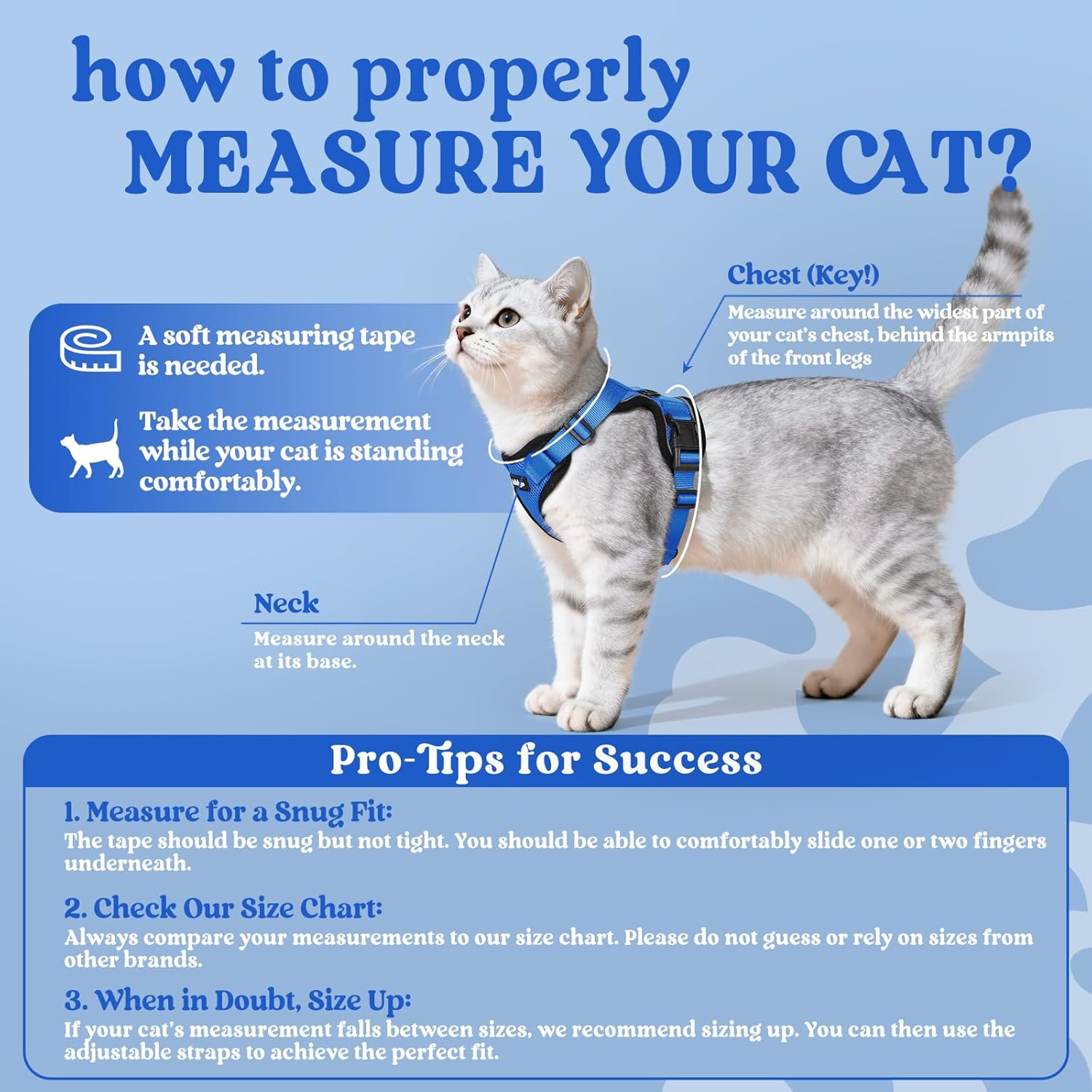 Cat measurement guide with text on how to measure a cat properly at Pet Servo