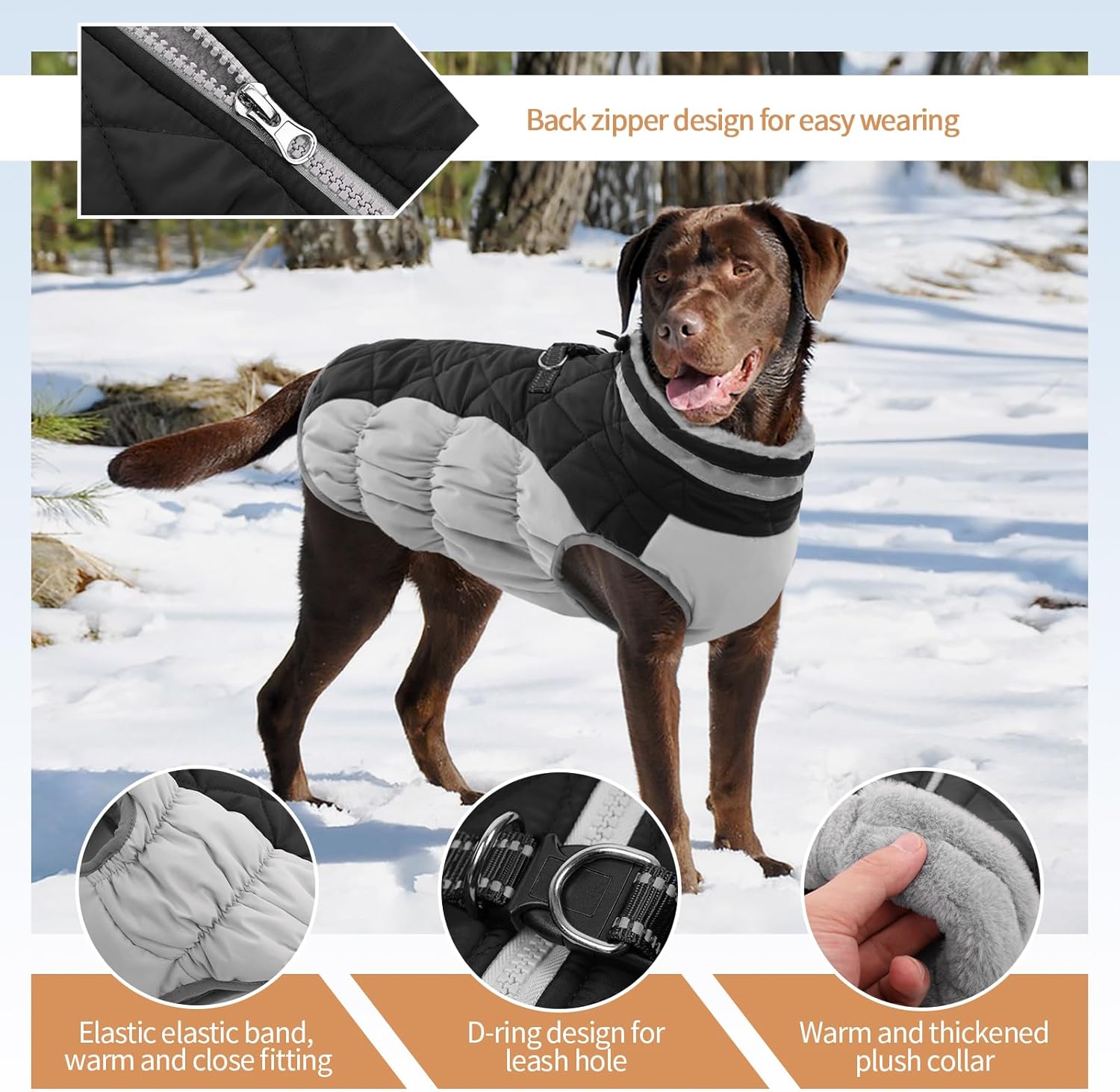 OUOBOB - Waterproof Dog Coat w/Harness - Black - Petservo