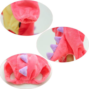 Pink pet booties with purple accents on a white background at Pet Servo