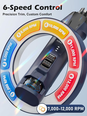 6-speed control trimmer with RPM display on a light blue background at Pet Servo