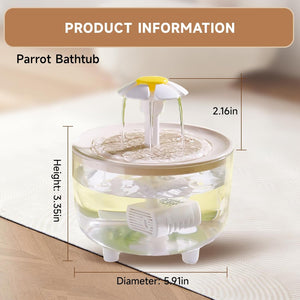 Parrot bathtub with dimensions on a light background at Pet Servo