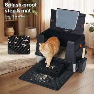 Pawz - Extra-Large Stainless-Steel Cat Litter Box Odour Control with Lid at Pet Servo