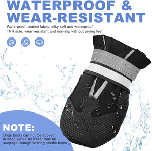 Hapurs - Waterproof Reflective Dog Boots – Black - Petservo