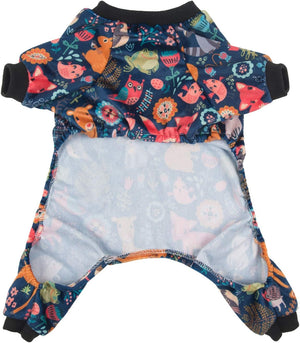 Dog pajama with colorful animal pattern on a white background at Pet Servo