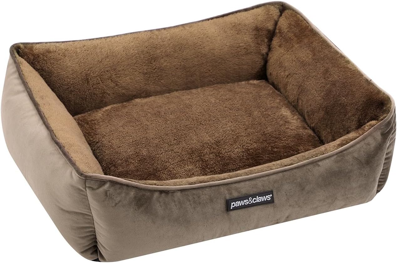 Paws & Claws - Non-Slip Base Lux Walled Bed, Mocha, Small, 60 x 50 x 21 cm