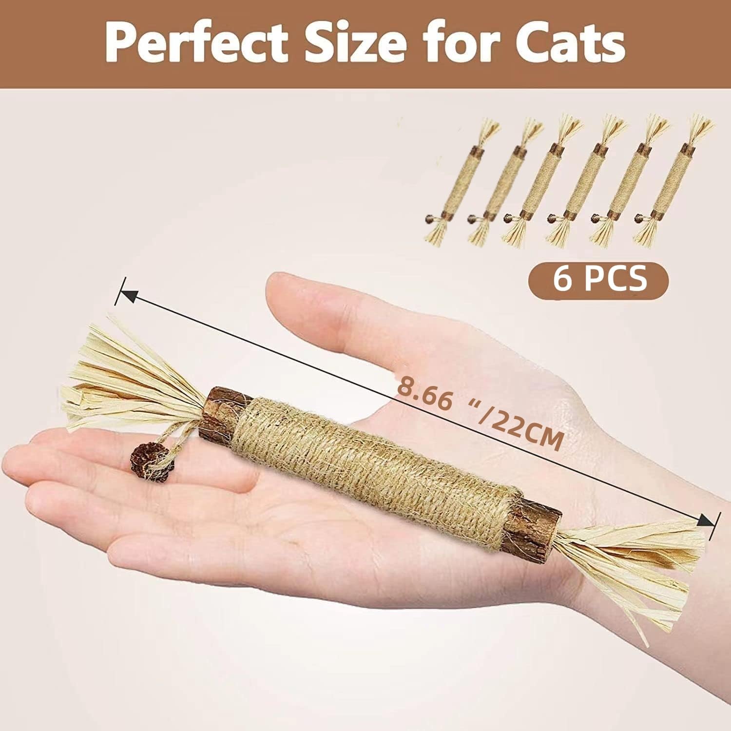 NOVAFU - 6Pack Silvervine Sticks for Cats Natural Dental Chew Catnip Toys