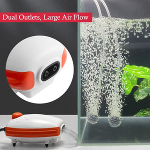 Air pump with dual outlets and large air flow in an aquarium setting at Pet Servo