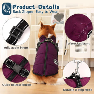 Fiohiros - Warm Water-Resistant Dog Jacket (M) with Harness - Petservo